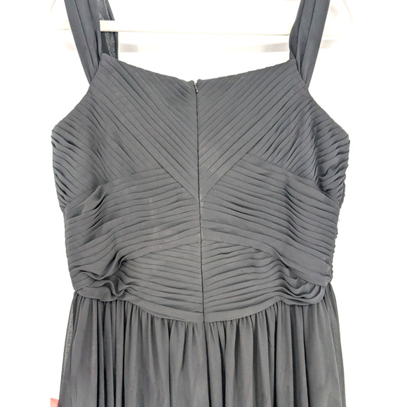 VTG Basix Black Sheer Chiffon Layered Twist Front Glam Pleated Event Maxi Gown - Picture 6 of 9